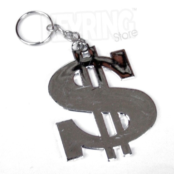 Silver Dollar $ Sign Keyring