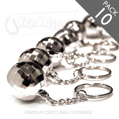 Premium Silver Disco ball keyrings - pack 10