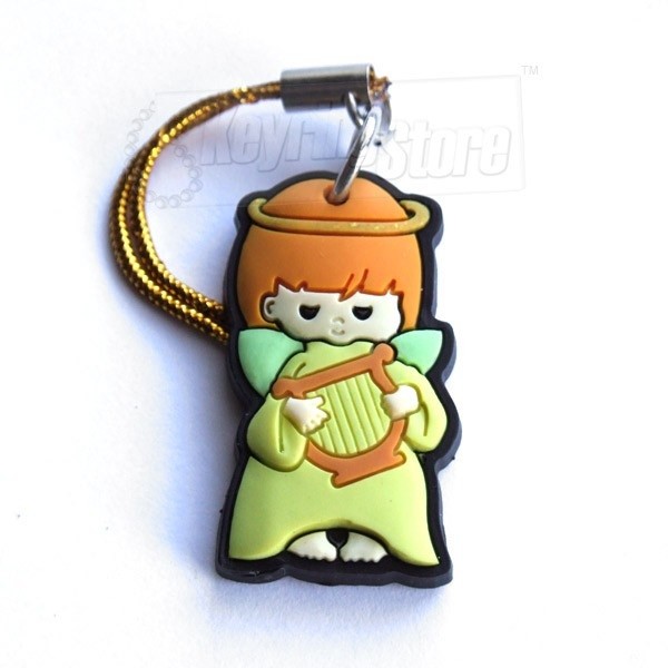 Christmas Angel Harp Charm Keyring