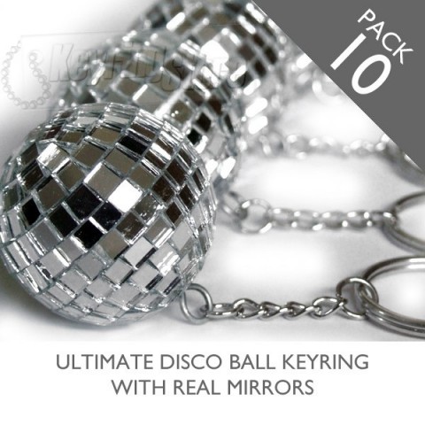 40mm Mirror Disco ball keyrings - pack 10