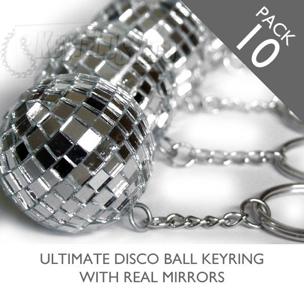Mirror Glitter Disco ball keyrings - pack 10