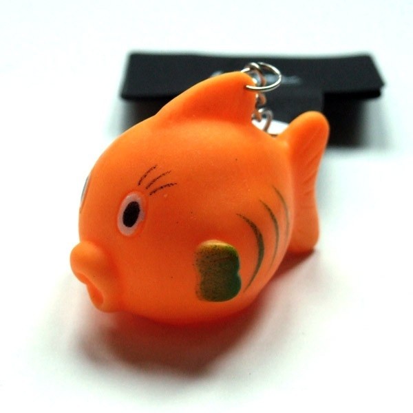 Orange squeaky fish keyring