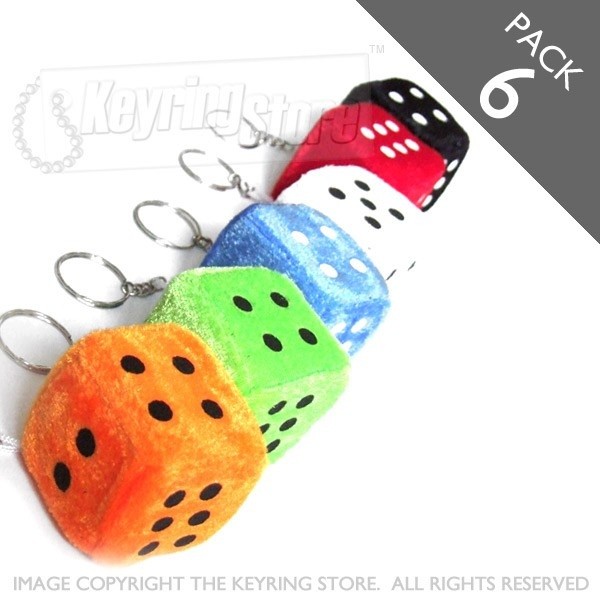 Fluffy Dice keyring - PACK OF 6