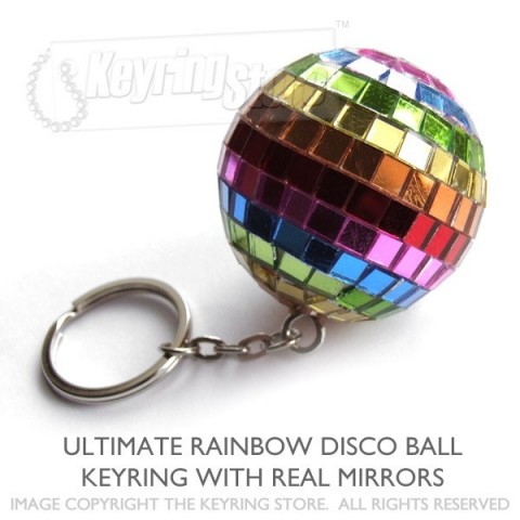 XXL Mirror Multicolour Disco ball keyrings - pack 10