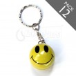 Smiley Face Keyrings - Pack 12 - BULK - yellow