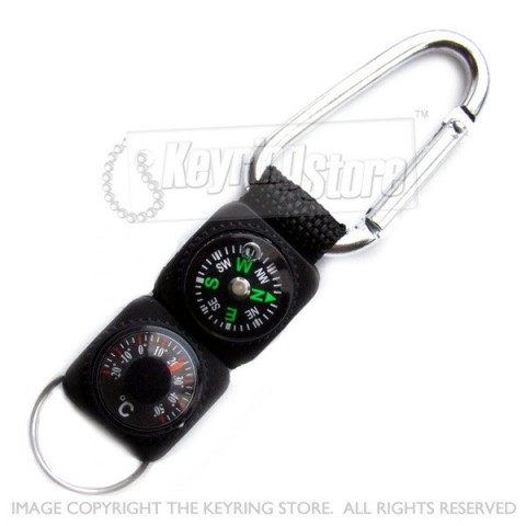 Thermometer & Compass Keyring Carabiner