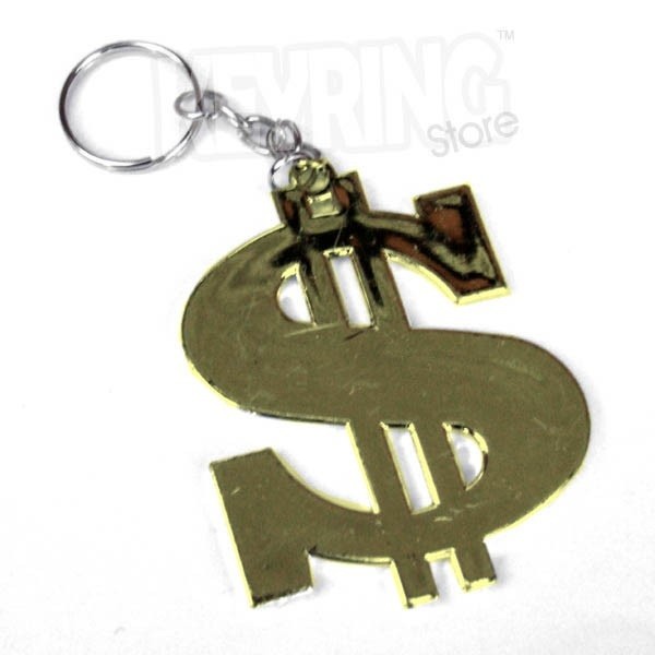 Gold Dollar $ Sign Keyring