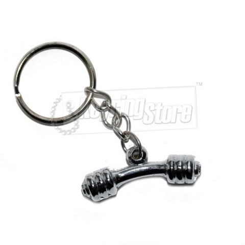 Dumbell Weight Lifting Keyring - Chrome