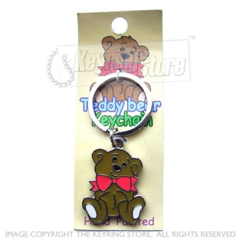 Teddy Bear Big Bow Hand-painted metal Keyring