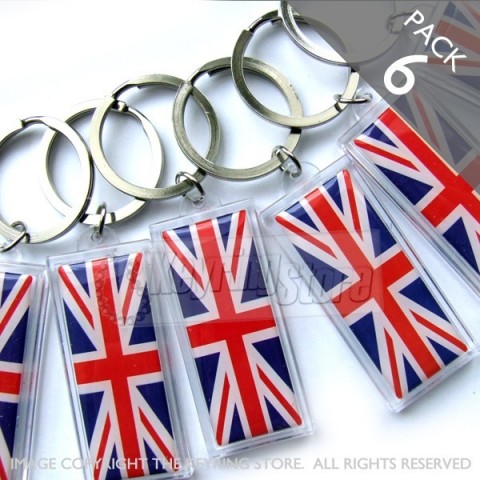 Union Jack Flag Keyrings - PACK 6