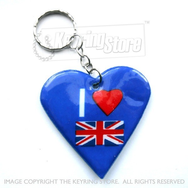 i love gb uk great britain heart keyring keychain
