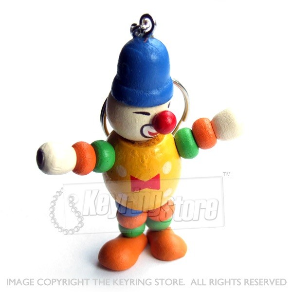 Wooden Clown Keyring