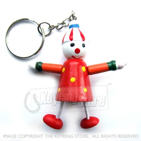 Wooden Clown (red) Keyring 