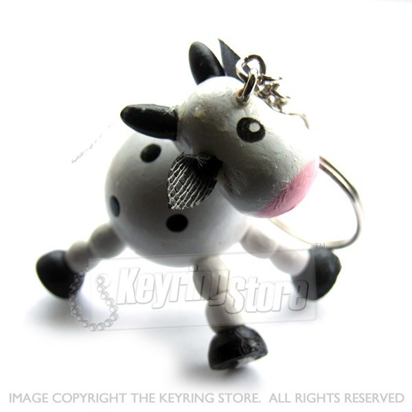 Wooden Cow Keyring