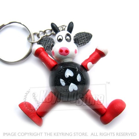 Wooden Cow Keyring (star jump)