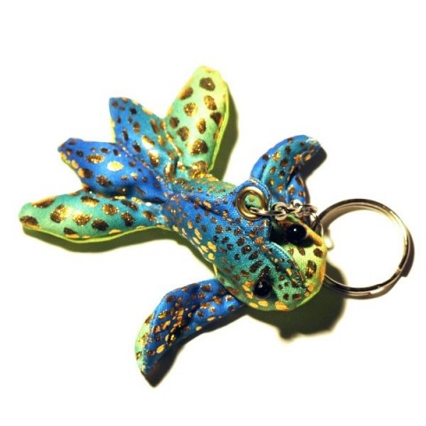 Fish yellow-green-blue Sand-filled keyring