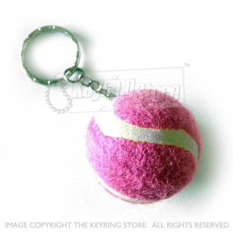 Pink Tennis Ball Keyring