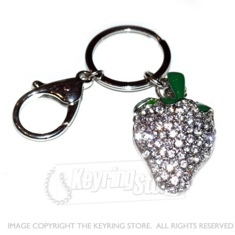 Strawberry Diamante Crystal Keyring