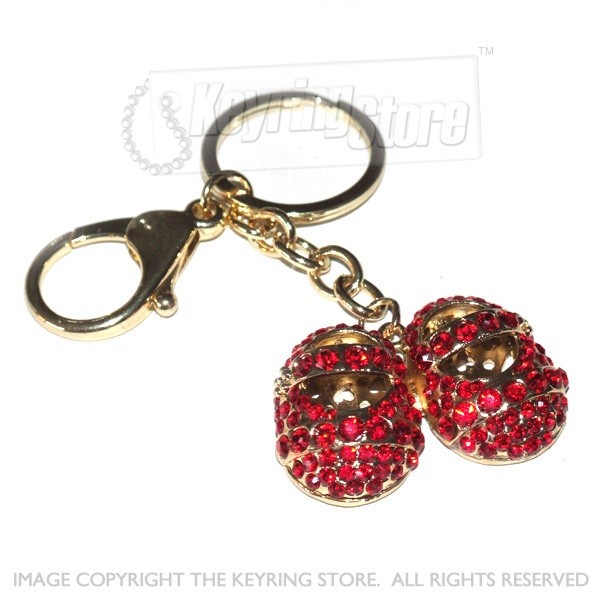 Child Shoes Red Diamante Crystal Keyring