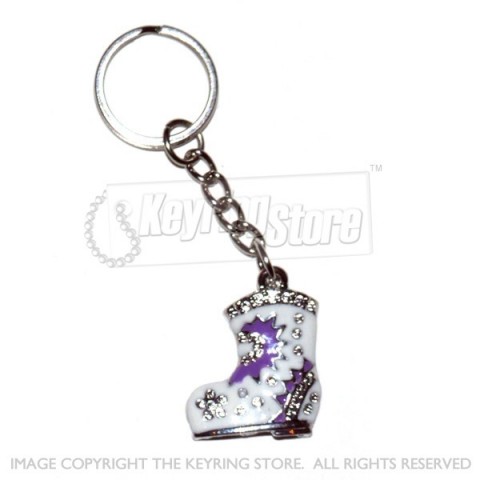 Festive Cowgirl Boot Enamel Keyring