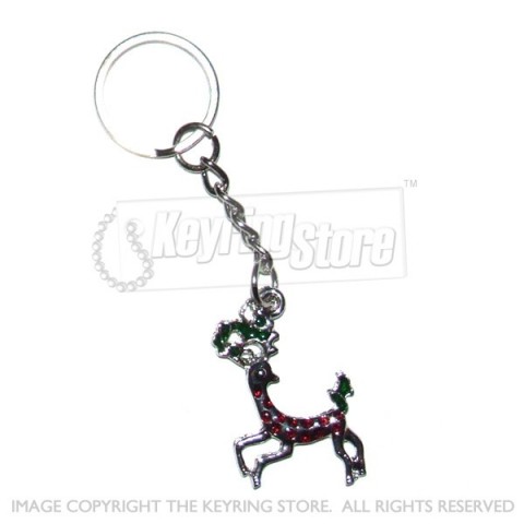 Christmas Reindeer Enamel Keyring