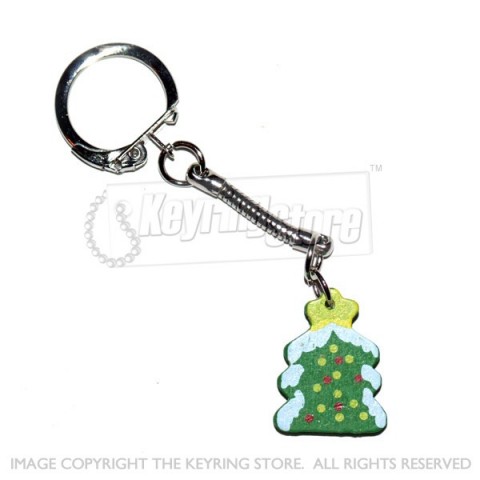 Wooden Christmas Tree Keyring