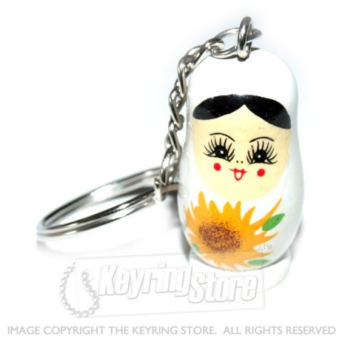 Russian Doll Keyring (white)