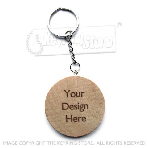 Personalised Round Wooden Keyring