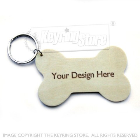 Personalised Dog Bone Wooden Keyring