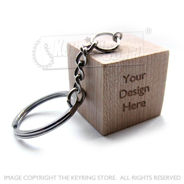 Personalised Cube Wooden Keyring