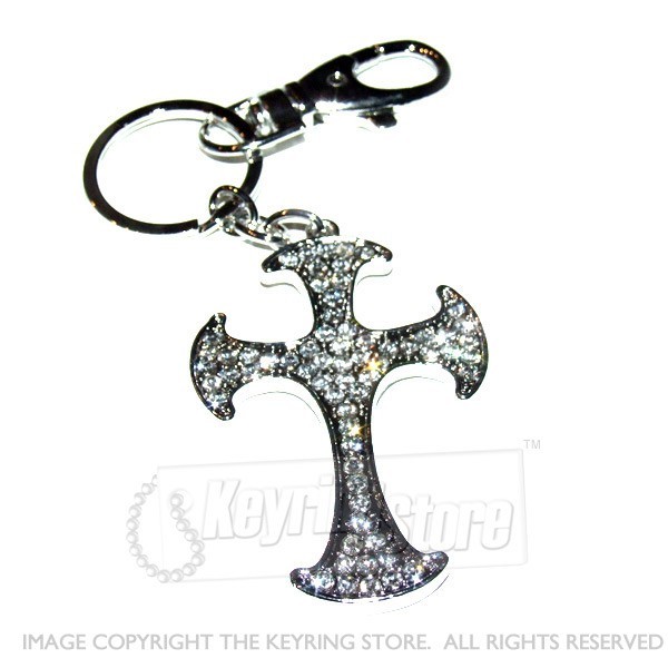 Cross Diamante Keyring