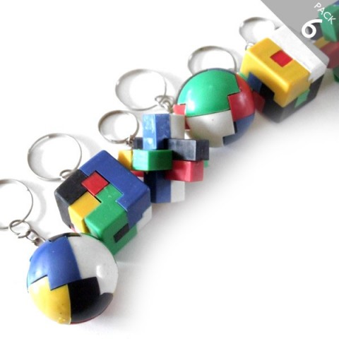 Cube puzzle keyrings - Pack 6