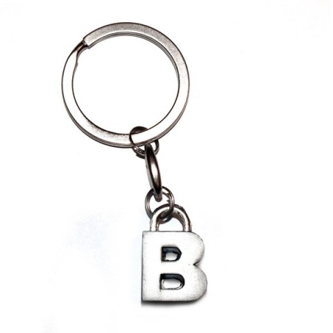 Letter B Metal Keyring