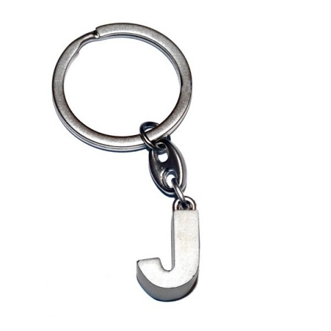 Letter J Metal Keyring