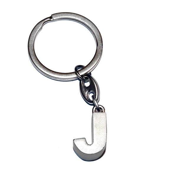 Letter J Metal Keyring