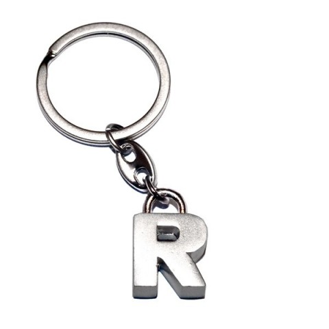 Letter R Metal Keyring