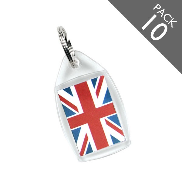 Union Jack Print Keyrings - PACK 10