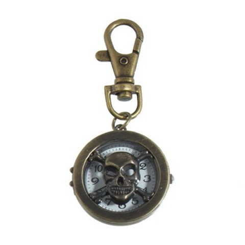 Skull & Cross Bones Clock keyring