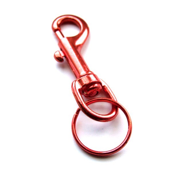 Metal Belt Clip Keyring - Red