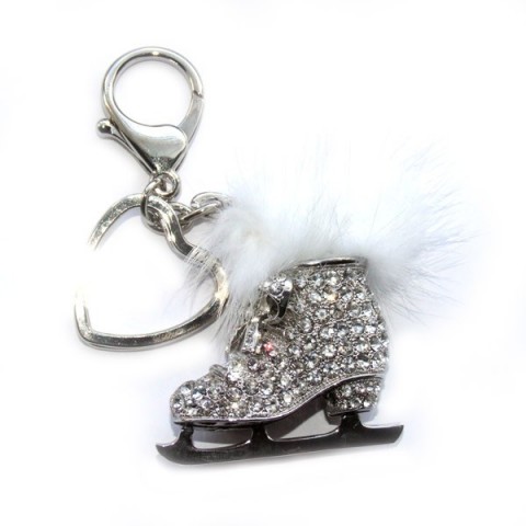 Ice Skate Diamante Keyring