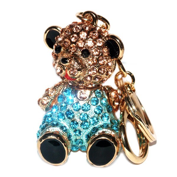 Teddy Sitting Diamante Keyring