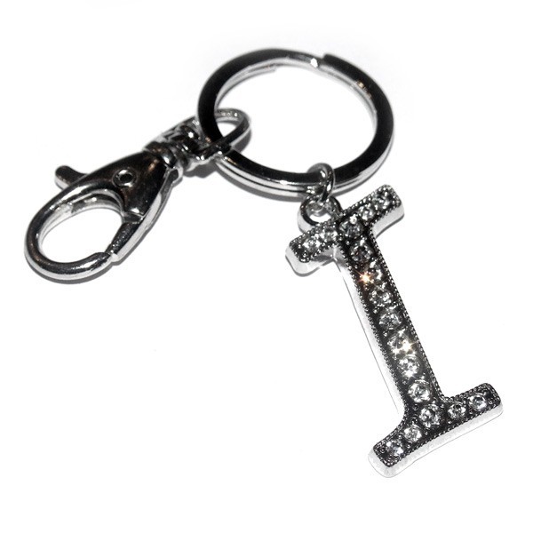 Letter I Diamante Keyring