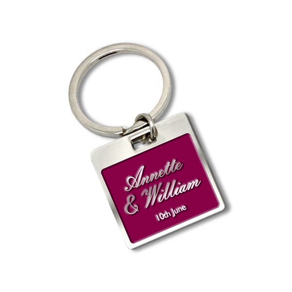 Square Nickel Plated & Enamel Custom Keyring