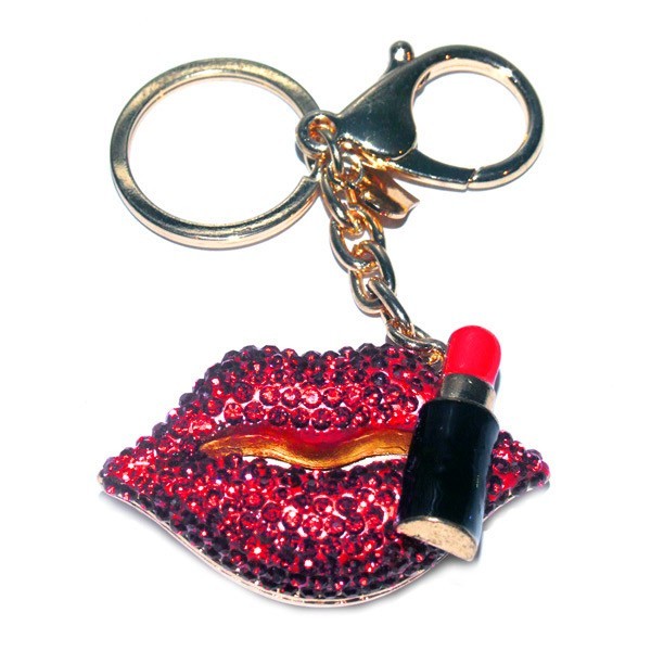 Red Lips Diamante Keyring