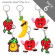 Smiley Fruit Keyrings - Pack 6