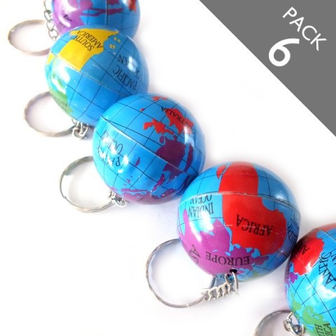 Globe Keyrings - Pack 6