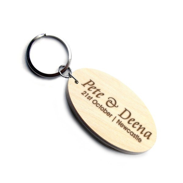 Personalised Large Oval Wooden Keyring