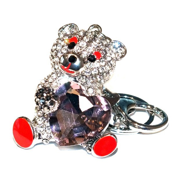 Teddy & Heart Diamante Keyring