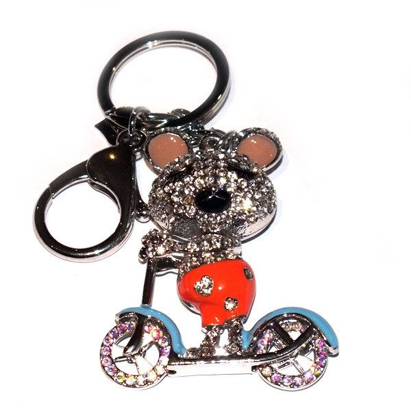 Mouse on Scooter Diamante Keyring