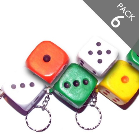 DIce Stress Keyrings (multicolour) - PACK 6